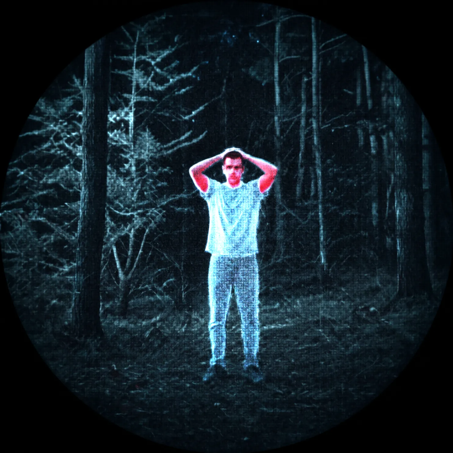 Same scene through fusion (thermal overlaid on analog night vision)